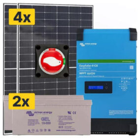Elektrownia słoneczna 1600Wp Hybrydowa z akumulatorem 440AH i przetwornicą 2500W