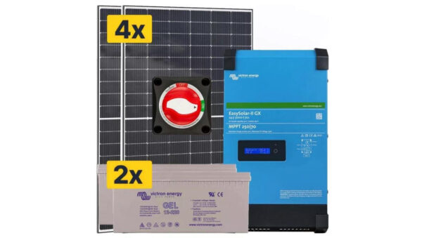 Elektrownia słoneczna 1600Wp Hybrydowa z akumulatorem 440AH i przetwornicą 2500W