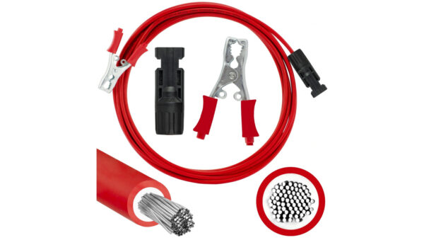 Kabel przyłączeniowy z wtykami typu krokodyl 40A - MC4 4mm2 czerwony /1m/