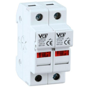 Podstawa bezpiecznikowa 32A 2-biegunowa 2P (1000V DC) 2-modułowa podświetlana na wkładki 10x38mm VCX