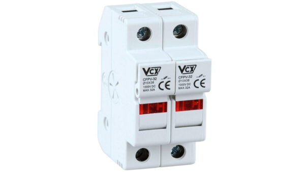 Podstawa bezpiecznikowa 32A 2-biegunowa 2P (1000V DC) 2-modułowa podświetlana na wkładki 10x38mm VCX