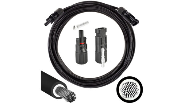Przedłużacz solarny kabel 4mm2 z wtykami typu MC4 czarny 20m