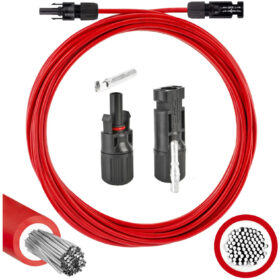 Przedłużacz solarny kabel 4mm2 z wtykami typu MC4 czerwony 20m