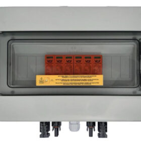Rozdzielnica PV wyposażona HF 1x12 T2 2-string szara VCX MC4 1000VAC 1500VDC UV 280x220x100 RFOT-016