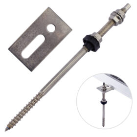 Śruba dwugwintowa M10x250mm nierdzewna A2 z uszczelką EPDM + adapter montażowy 45x80x3mm