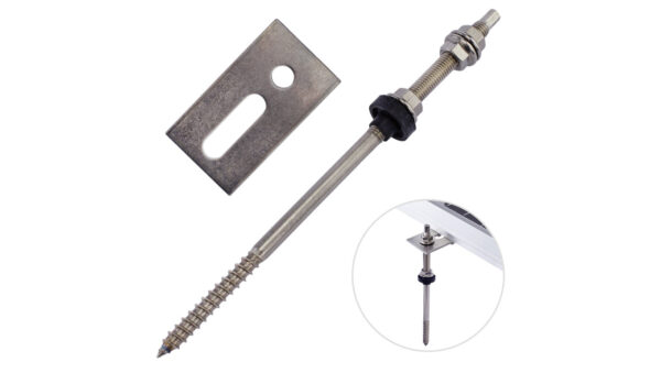 Śruba dwugwintowa M10x250mm nierdzewna A2 z uszczelką EPDM + adapter montażowy 45x80x3mm