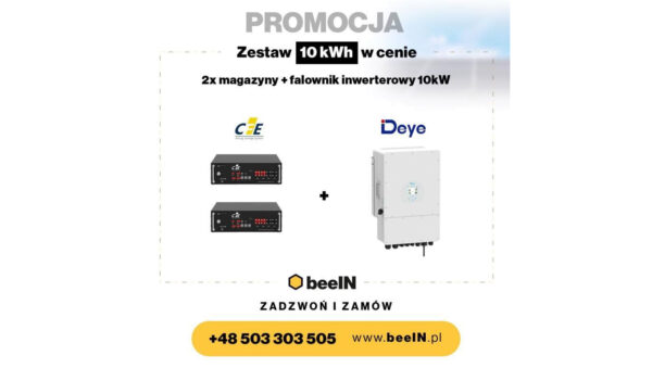 Zestaw Falownik Deye 10k + 10 kW magazyn energii (2 x magazyn CFE 5100)