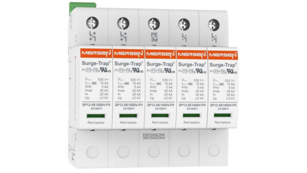 Ogranicznik przepięć 1+2 1000V DC do 2‑stringów 5‑pol. I Imp.: 5kA Styk pomocniczy 83120206