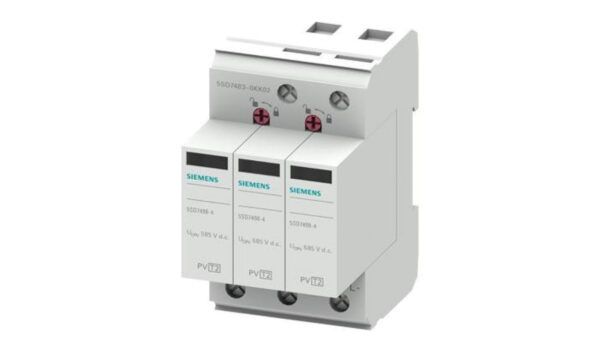 Ogranicznik przepięć Typ 2 do instalacji fotowoltaicznych 3P 1000 V DC Iimp 15kA Imax 40kA SENTRON 5SD7483‑0KK02