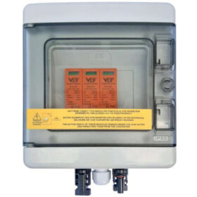 Rozdzielnica PV wyposażona HF 1x4 T2 1‑string szara VCX MC4 1000VAC 1500VDC UV 150x170x100 RFOT‑004